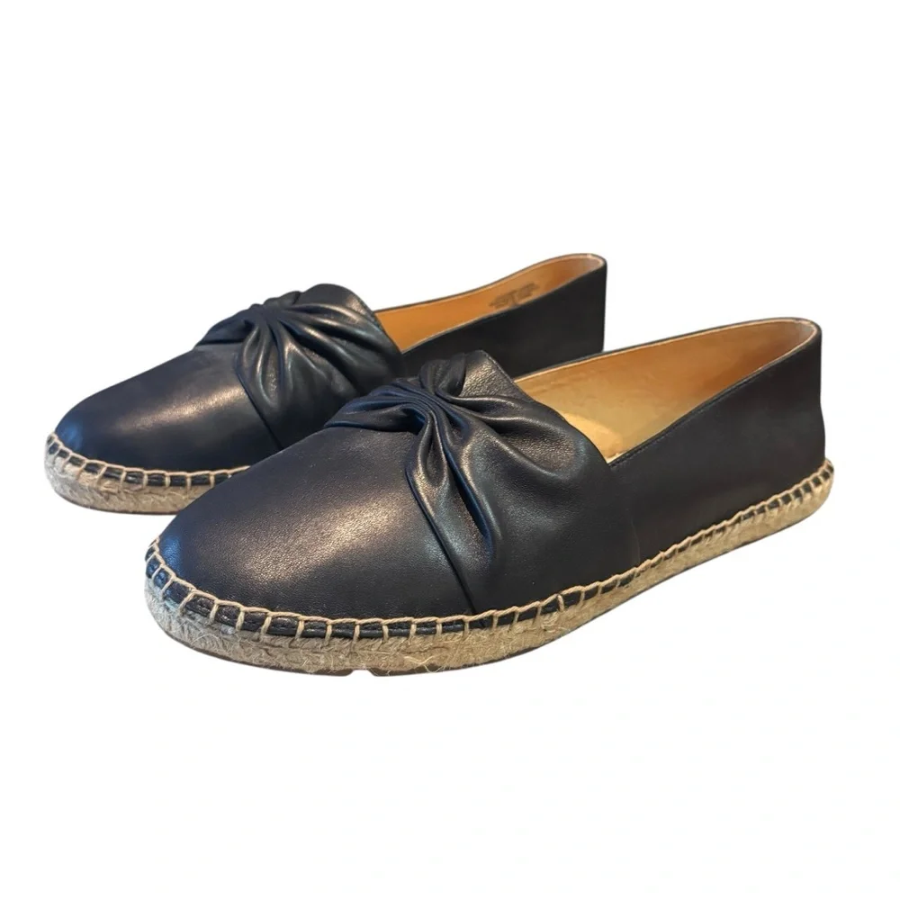 Talbots Izzy Espadrille Nappa Flats Women's‎ Size 10 Black Leather Slip On